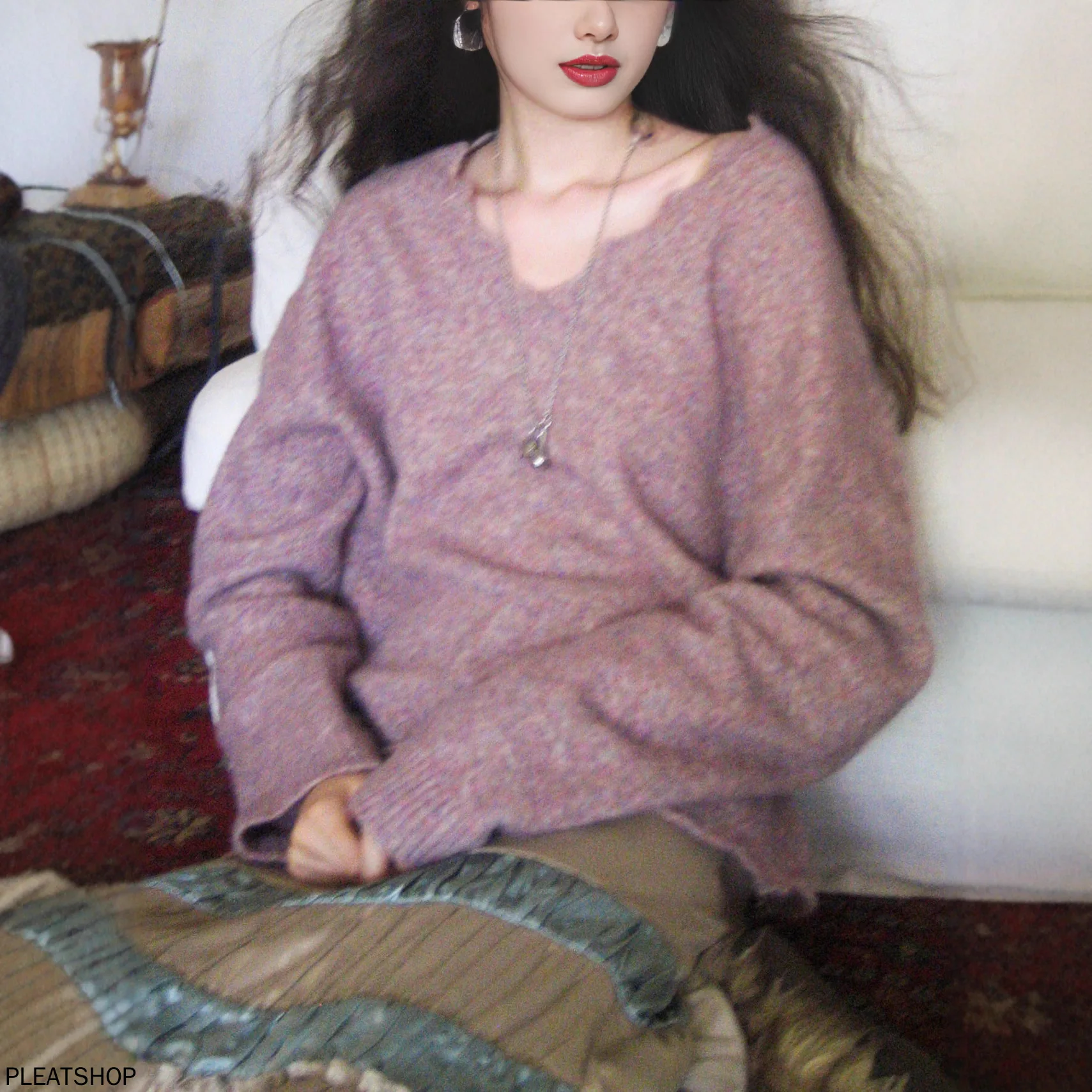 

Ультра-мягкий детский вязаный свитер из мериносовой шерсти с кружевной отделкой и v-образным вырезом на шнурке