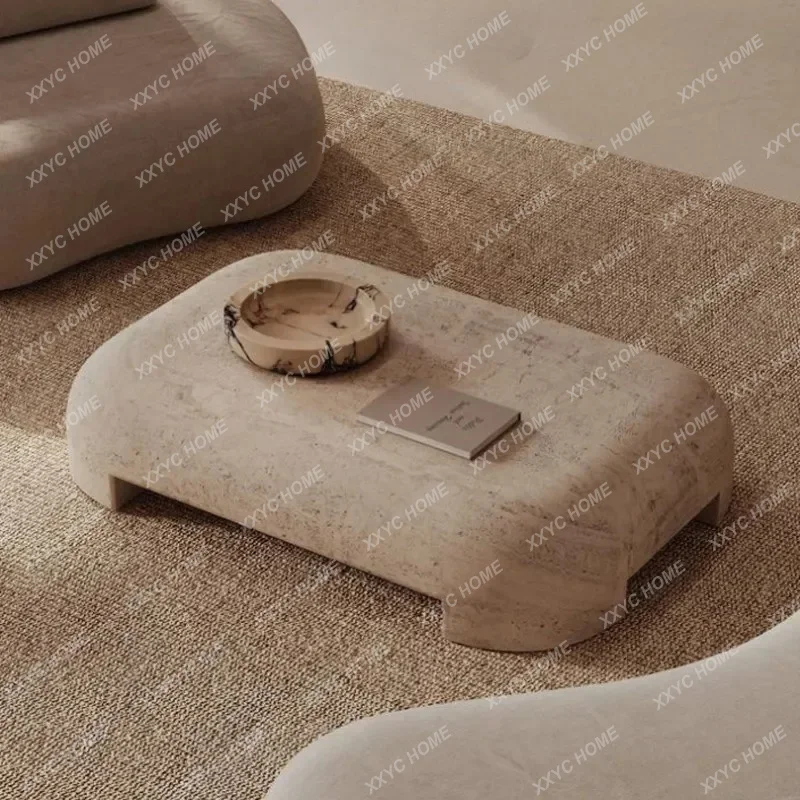 

Modern minimalist wabi sand travertine coffee table
