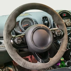 Car Steering Wheel Cover R50 R55 R56 F57 Clubman Countryman Clubvan Car Accessories Suede Leather Ventilation For MINI Cooper