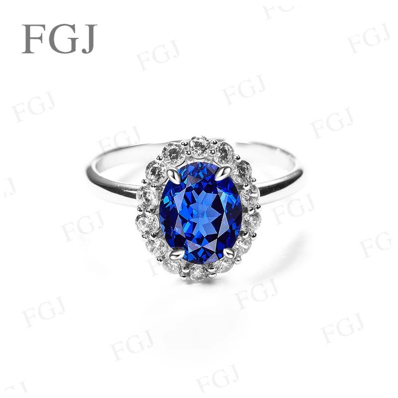 

Oval Custom Ring Moissanite Sapphire Stone 2CT Blue VVS1 925 Sterling Silver For Women Men Wedding Christmas Party Jewelry Gifts