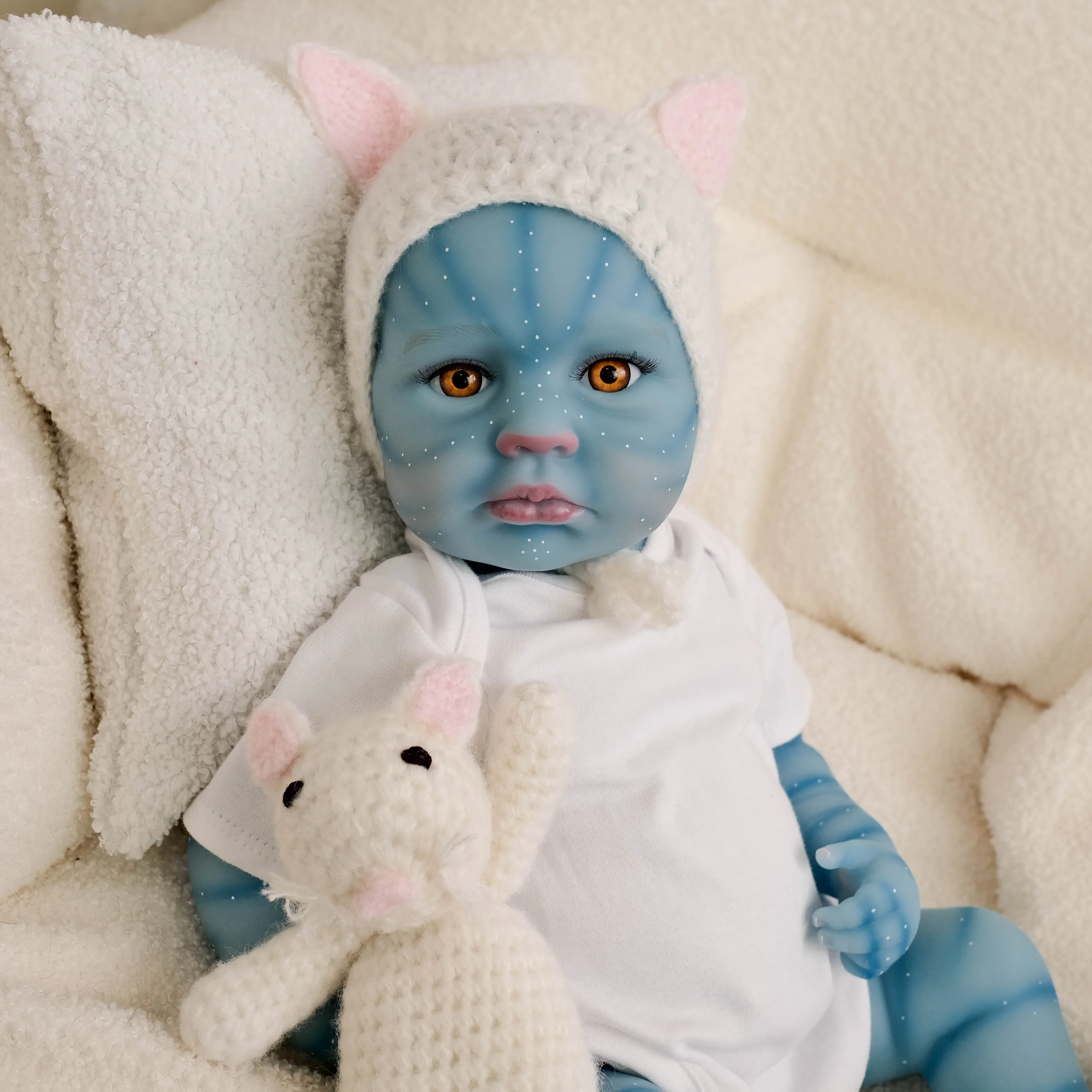 

NPK 19inch Full Body Hand Made LouLou Detailed Painting Fairy Avatar Lifelike Real Soft Touch Small Doll Cute Handy Baby