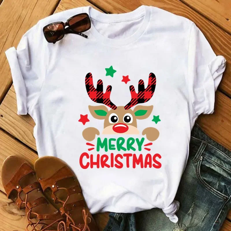 Christmas Deer Santa Claus Cute Patches for Clothes Heat Transfer Thermal Stickers DIY Kids T shirt Iron on for Women Appliqued