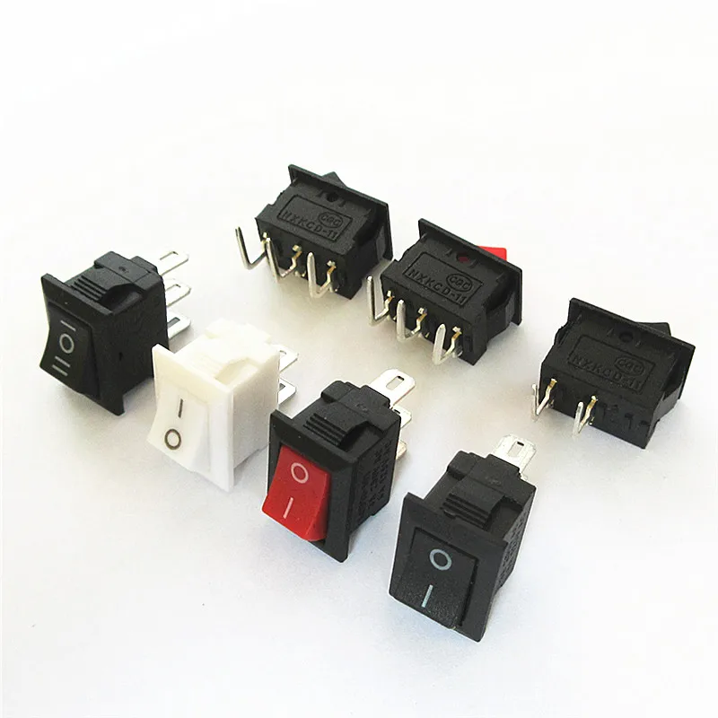 

10pcs KCD11 ship-type switch 2/3-position 2/3-pin curved pin 15*10mm power rocker small ship-type switch 3A250V
