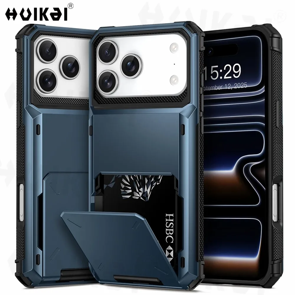 Hülle für iPhone 18 Pro Max, 18 Pro, 17 Pro Max, 17 Pro mit Kartenhalter, robuster Geldbörsen-Design, versteckter Klappfach, schützende Hartschale.