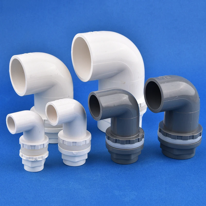 16 ~ 50 mm Białe złącze spustowe do akwarium z PCV 90 ° Łokieć złącze drenażowe nawadnianie ogrodu akwarium przelewowe części rurki