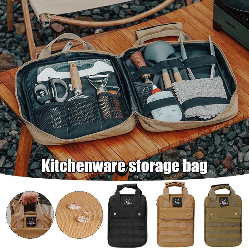 

Outdoor Camping Cookware Storage Bag Picnic Road Trip Tools Scissors Organizer Handbag Portable Spatula Cutting Board Organizer