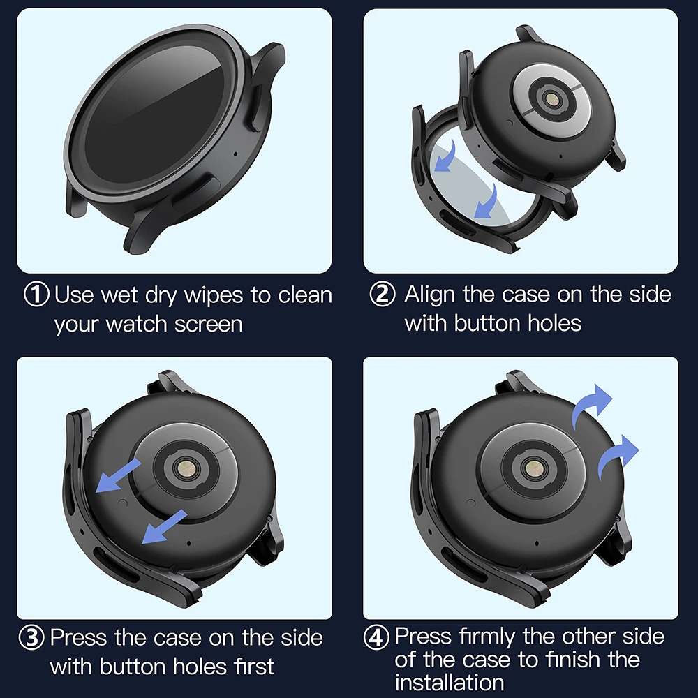 เคส PC แบบแข็งพร้อมกระจกนิรภัยป้องกันหน้าจอสำหรับ Samsung Galaxy Watch 5 Pro 45มม. ฝาครอบป้องกันรอยขีดข่วน