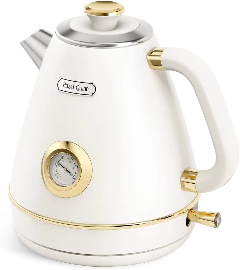 

Retro Electric Kettle - 1.7L Stainless Steel, Fast Boiling, Cordless with Auto Shut-Off, BPA-Free in Pearl White