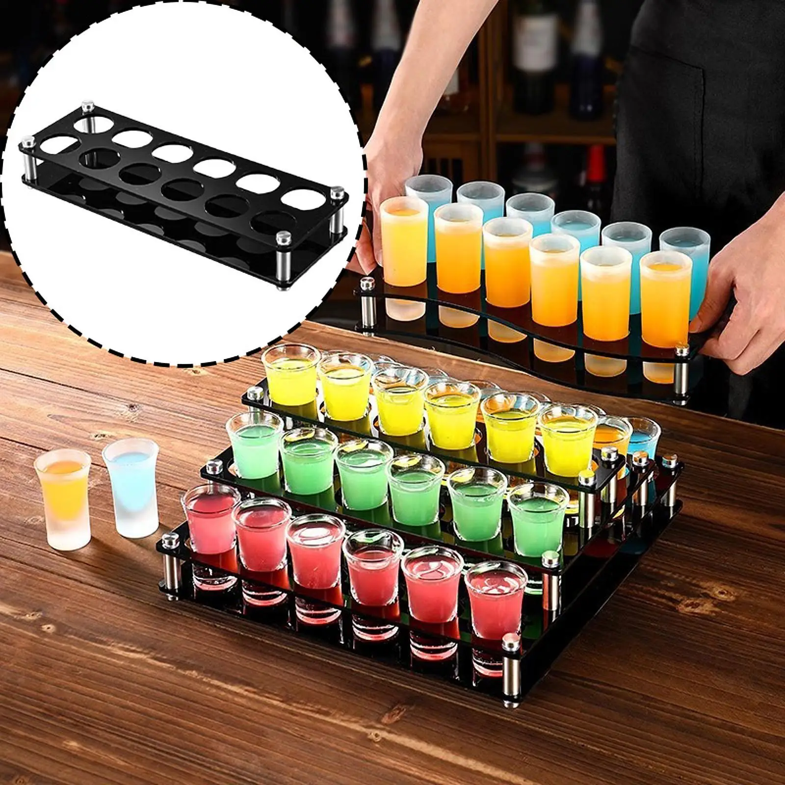 Acrylglas-Tabletthalter mit 12-Loch-Bar für Küche, Party, Restaurant