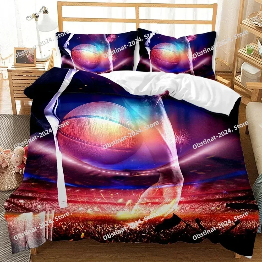 Top Basketball Duvet Cover Twin Size Sports Basketball Fire Pattern Twin Bedding Set Microfiber Quilt Cover for Boys and Teens