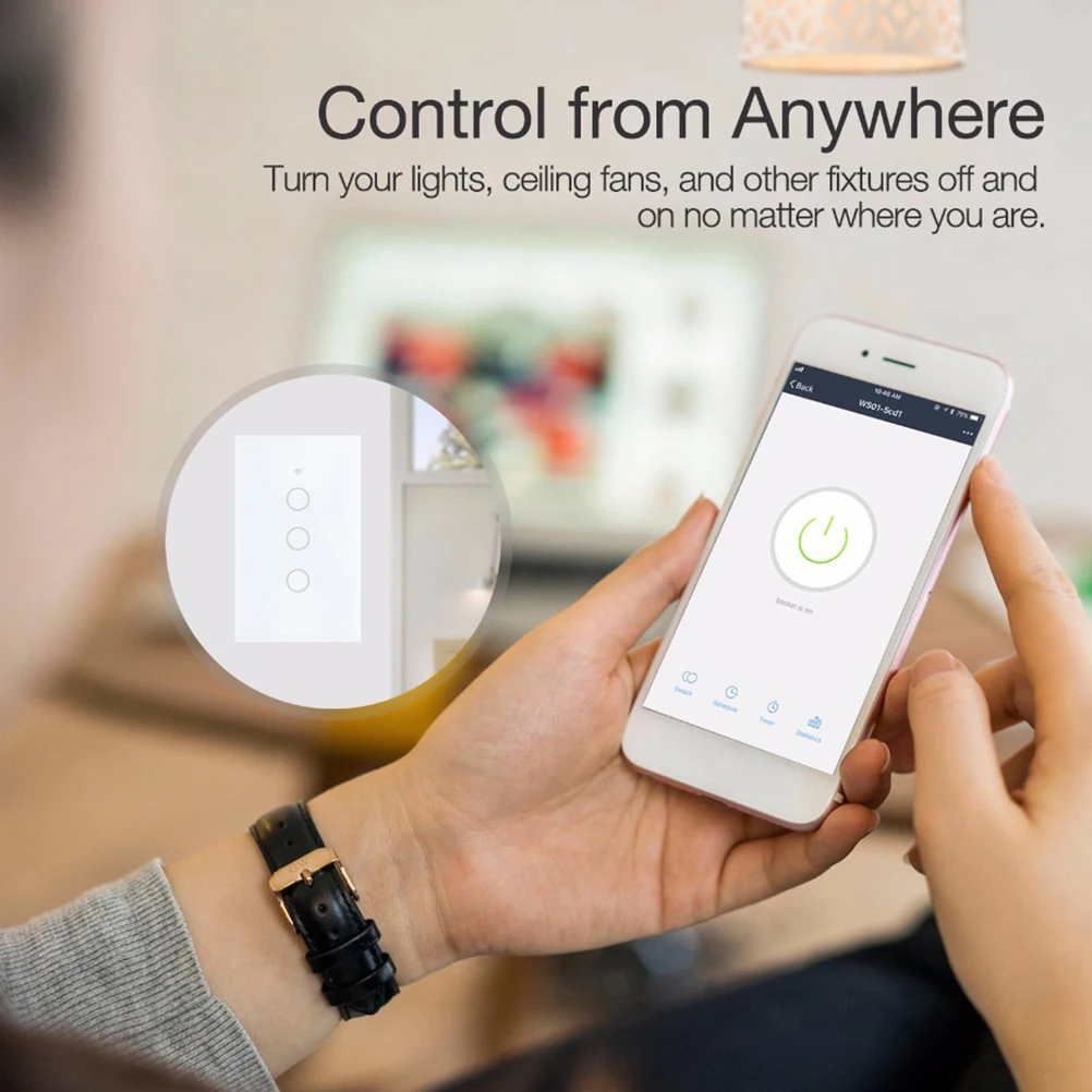 

110~250V Wireless Wireless LED Light Smart Touch Screen Compatible for APP 1/2/3 Gang (White, Four Design)