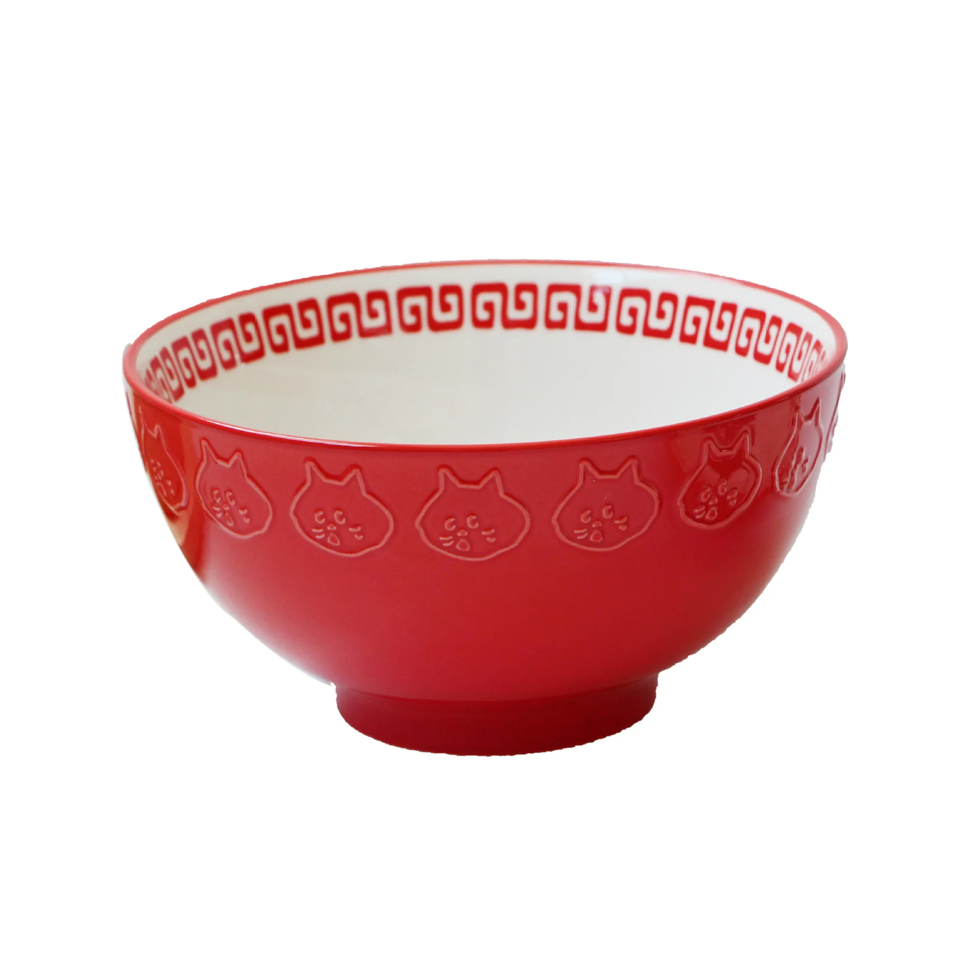 Japanese Cute Surprise Cat Tableware Underglaze Color Plate Cartoon Ceramic Bowl Household Rice Noodle Soup Bowl