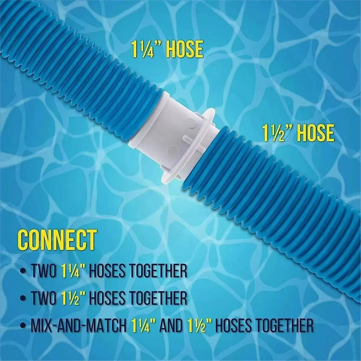 T34C Pool Hose Adapter Kit 1-1/4" or 1-1/2" Pool Hose Connector Coupling for Swimming Pool Vacuums Above Ground Pools