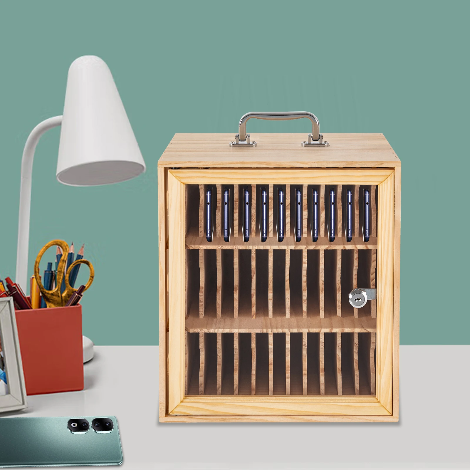 

Цвет бревна, массив дерева, 29,5*21*32,4 см, замок, сейф для сотового телефона, 36-битный шкаф для хранения сотового телефона большой емкости