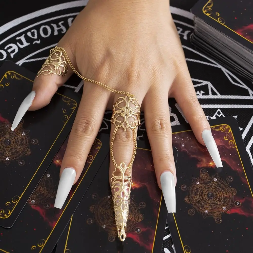 فاسق القوطية شرابات مثلث تاج حفلة الفضة الذهب النساء مجوهرات البنصر فنجر سوار سلسلة حلقات غطاء الأظافر #1
