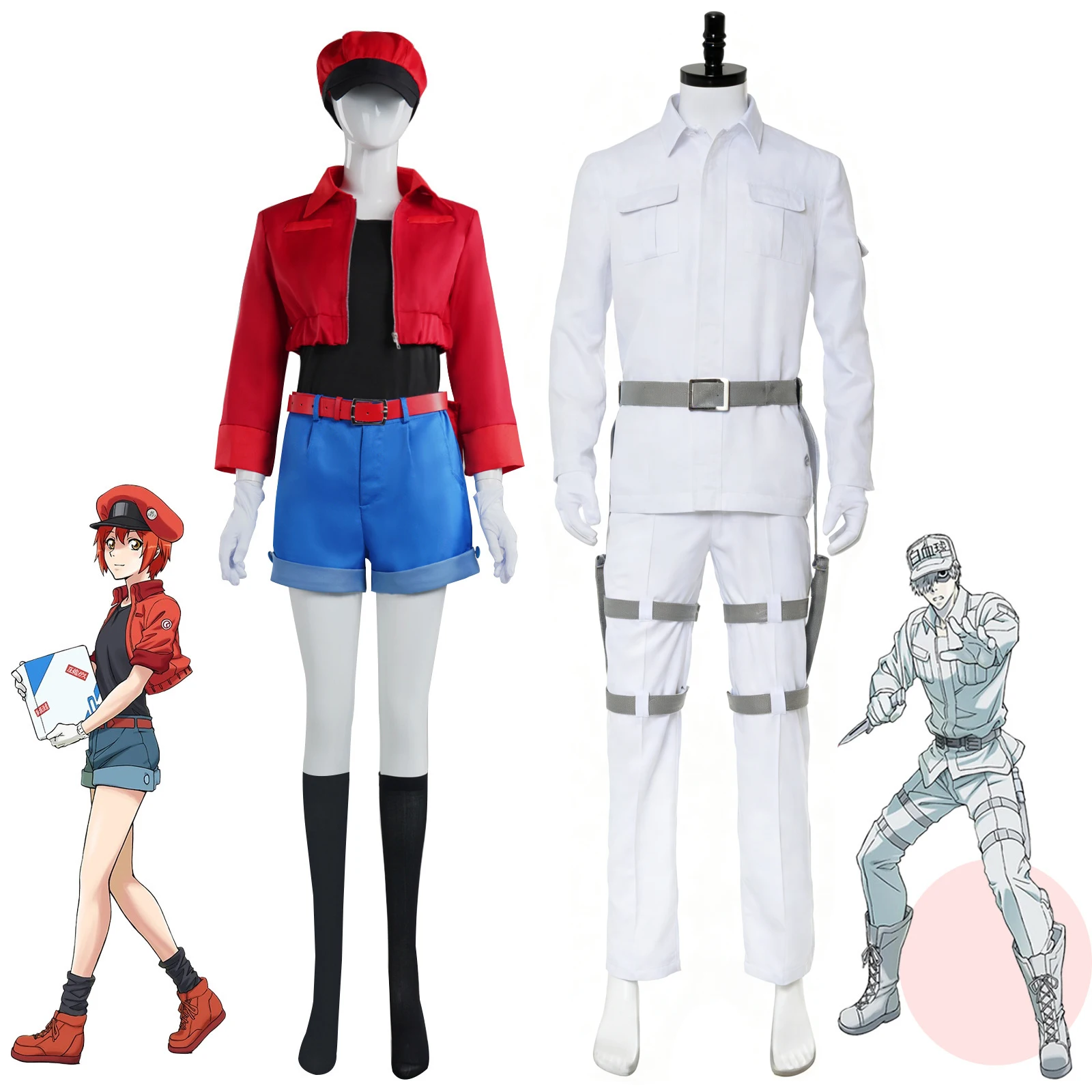 

Daily Cosplay Full Costume Set for Cells at Work，BLACK Red Blood Cell Role Play