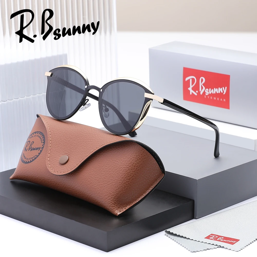 نظارات شمسية عصرية لعين القط بتصميم العلامة التجارية RBsunny نظارات غير رسمية مستقطبة للنساء فاخرة إطار معدني UV400 نظارات نسائية