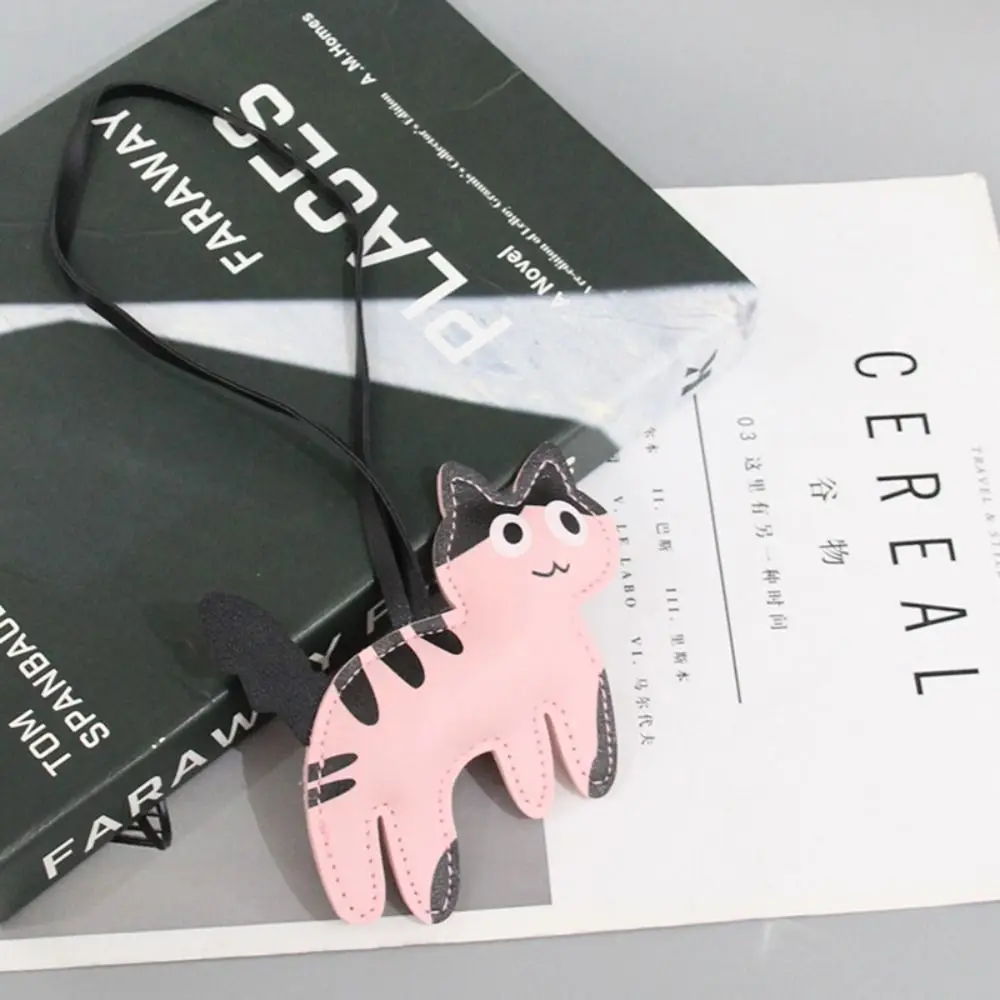 Multi-color PU Leather PU Leather Cat Hanger Dog Animal Cartoon Keychain Car Keyring Cute Puppy Bag Pendant Car Accessory