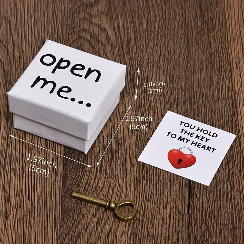 صندوق هدايا مفتاح افتحني له، يمكنك تحمل مفتاح بطاقة رسالة قلبي، هدية مفاجئة لعيد الحب للذكرى السنوية الرومانسية