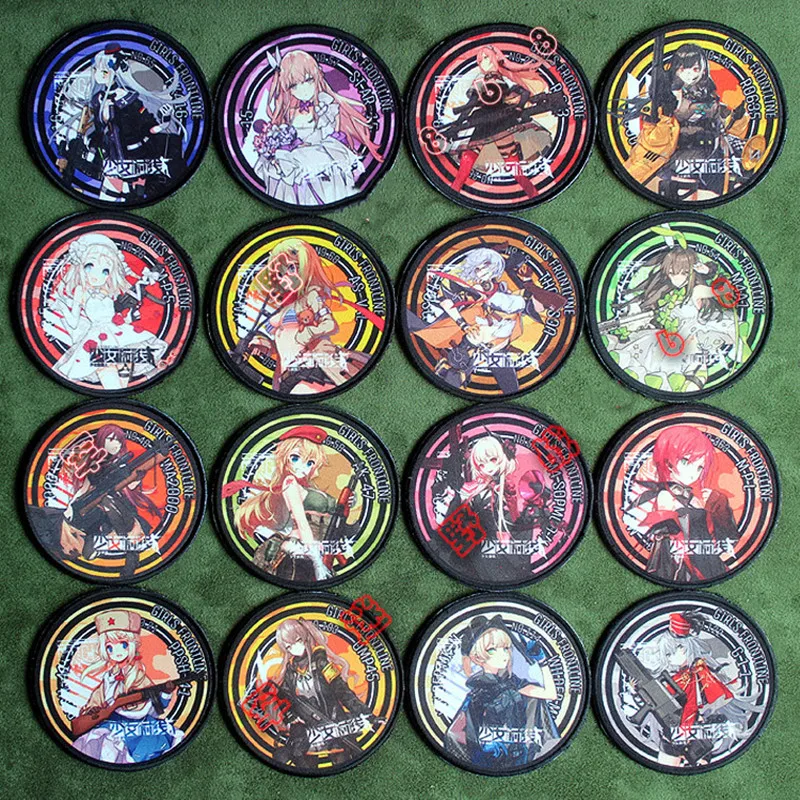 Anime Tactical Game Girls Frontline Round Printing Badges Two-dimensional Gungirl Characters Stickers Patches for Clothing