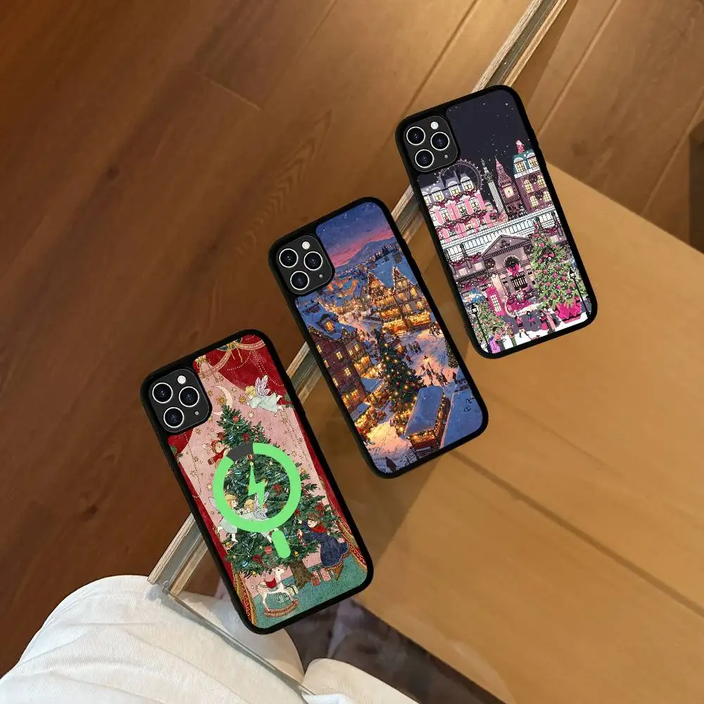 Merry Chrismas For Magesafe Magnetic Wireless Phone Case For IPhone 17 Pro Max Air 13 12 Mini 16 15 14 11