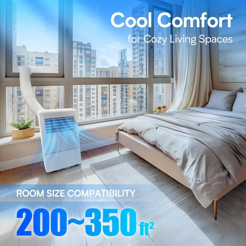 Air Choice Portable Air Conditioner, 8000 BTU  Room Up to 350 Sq.Ft, 24H Timer, 3-in-1 Quiet AC Unit as Cooler Dehumidifier Fan
