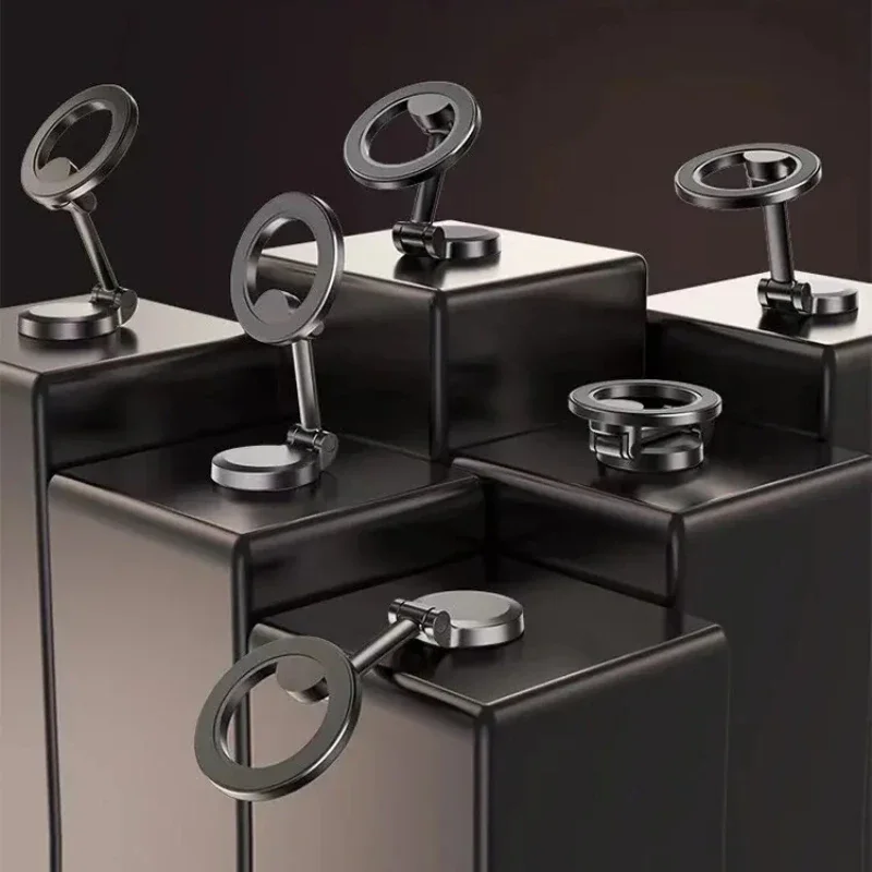 Car Phone Holder Ultra-Compact: Foldable Mac-Safe Alloy Magnet with Full Rotation for iPhone 16 Series