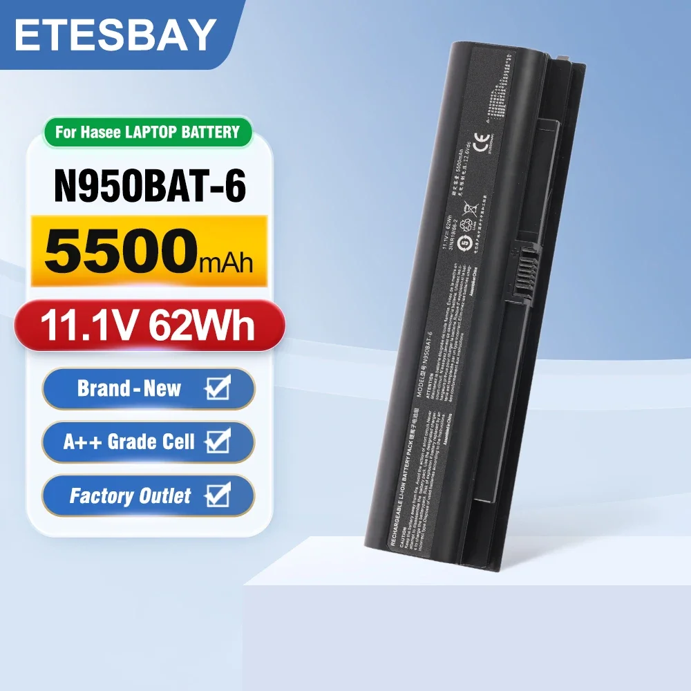 ETESBAY N950BAT-6 62WH Laptop Battery For Hasee ZX7-CP5G ZX7-CT5DA ZX8-CT5DA ZX8-CR5S1 TX7-CT5A1 TX8-CT5DH CN95S02 CN95L002