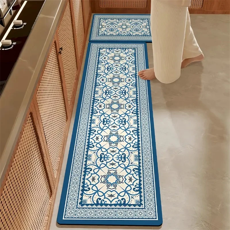 VIKAMA 1/2pcs Vintage American Diatom Mud Mat Oil-Proof Non-Slip Kitchen Rug Water Absorbent Bathroom Mat Home Decoration
