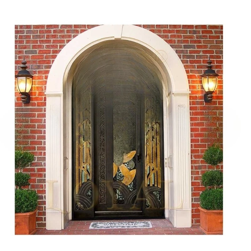 Garden gate Handmade wrought iron entrance door Villa door Glass door
