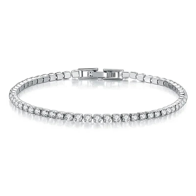 Cubic zirconia 925 sterling silver exquisite women's tennis bracelet fit designing original beaded DIY gifts