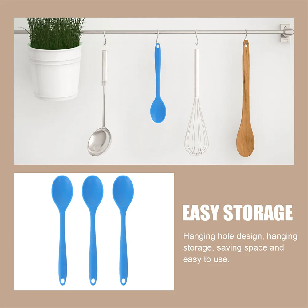 

3Pcs Silicone Kitchen Spoons Multi Purpose Soup Salad Mixing Spoon Household Cooking Accessories Silicone Spoons