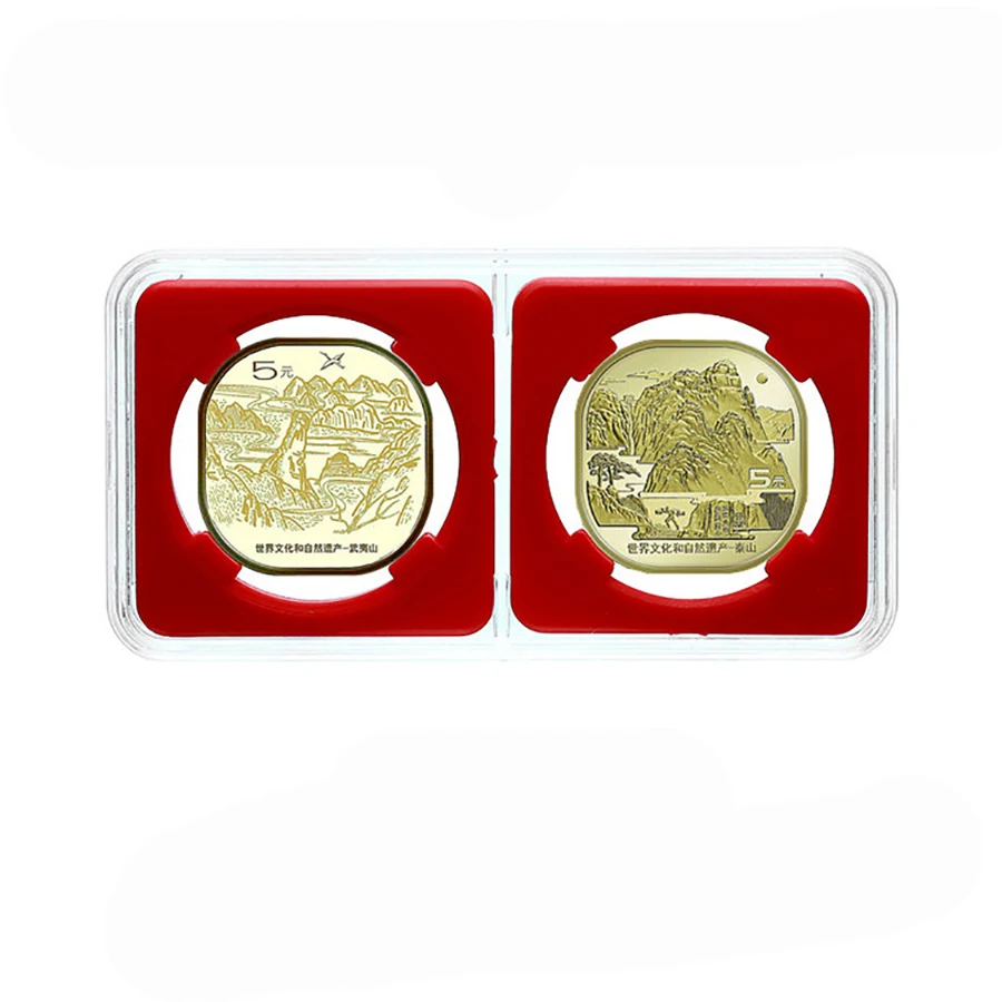 27mm 30mm Small Label Grade IDENTIFICATION 2 Coins slabs Holder Display Red Color Coin Collecting Storage Box