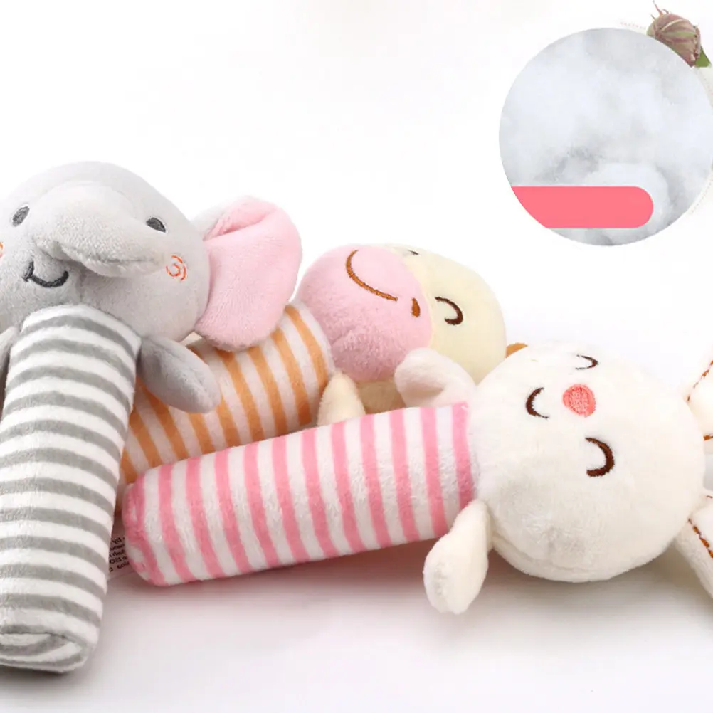 1Pcs Baby Bed Bell Handbell Cartoon Animal Soft Infant Development Grasping Stick Rabbit Style Bed Bell Toy