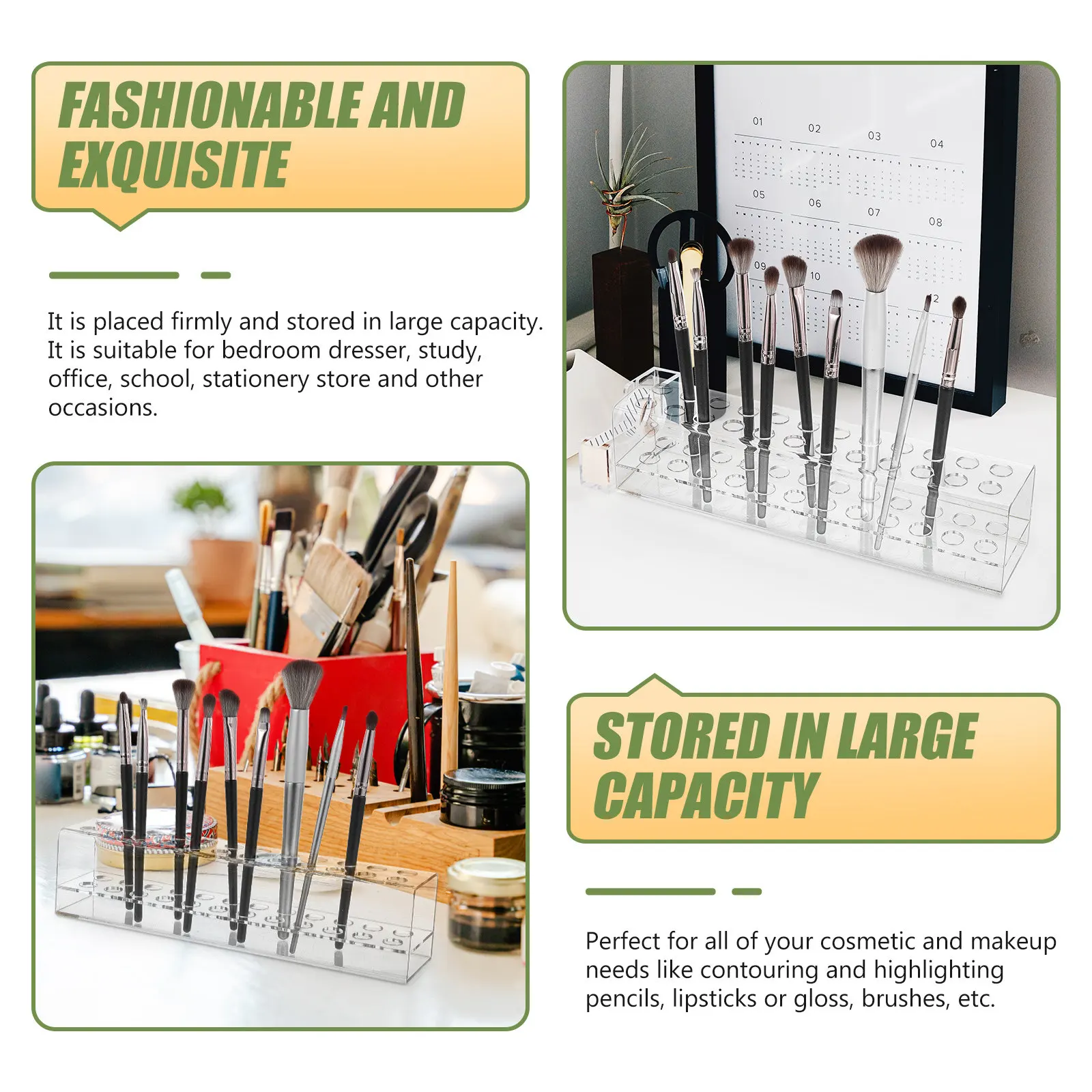 Transparent Acrylic Pen Storage Stand for Cosmetics Brushes Eyeliners Lipsticks Highlighting Contouring Pencils Neat Upright
