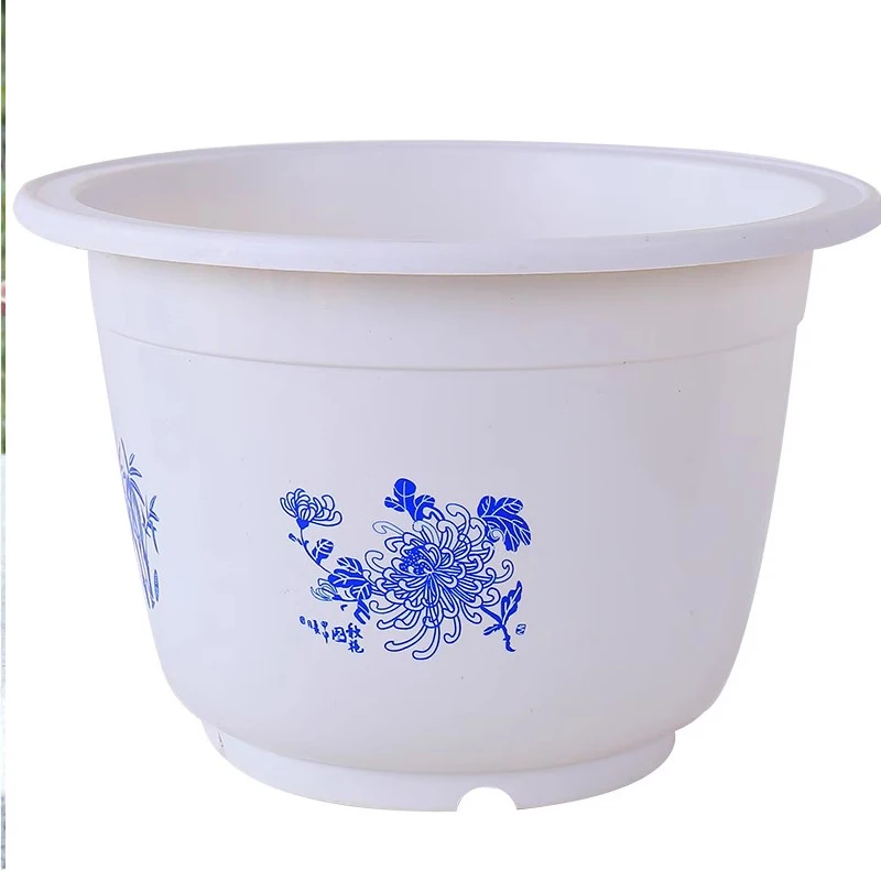 1PC White/Red Thickened Circular Plastic Coral Flower Pot with Tray Seedling Container