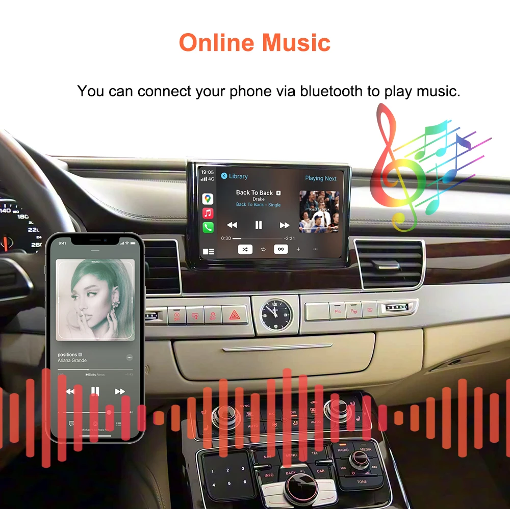 Bonroad Linux Kabelloses CarPlay Android Auto Interface für Audi A8 2012-2018 MMI 3G System 7-Zoll-Bildschirm Upgrade Decoder Box Airplay – Detail 11