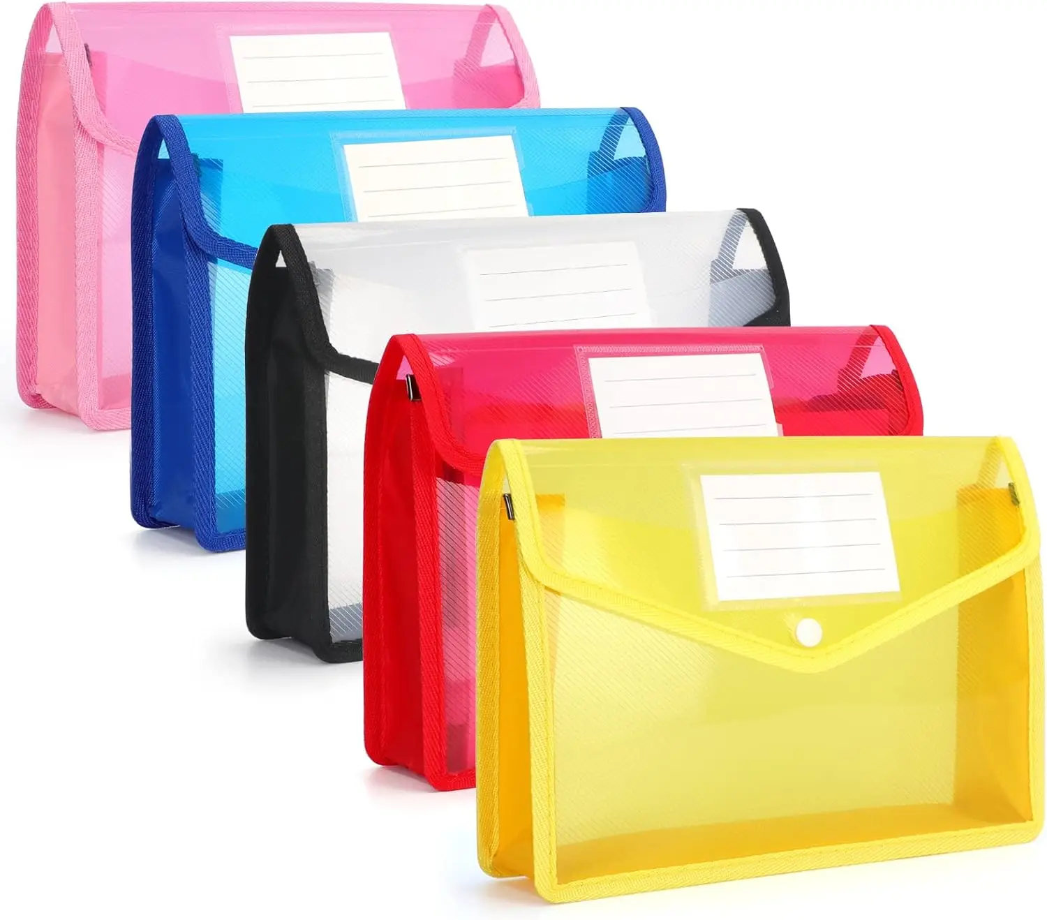 A5 Plastic  Waterproof File Folders, A5 Envelope Expanding File Wallet Document Organizer with Snap Closure & Label Pocket