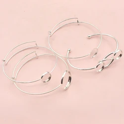 High Quality  2pcs 12mm 20mm Silver Plated One 12mm Cameo Bangle Base Bracelet Blank Findings Setting Cabochon Cameo