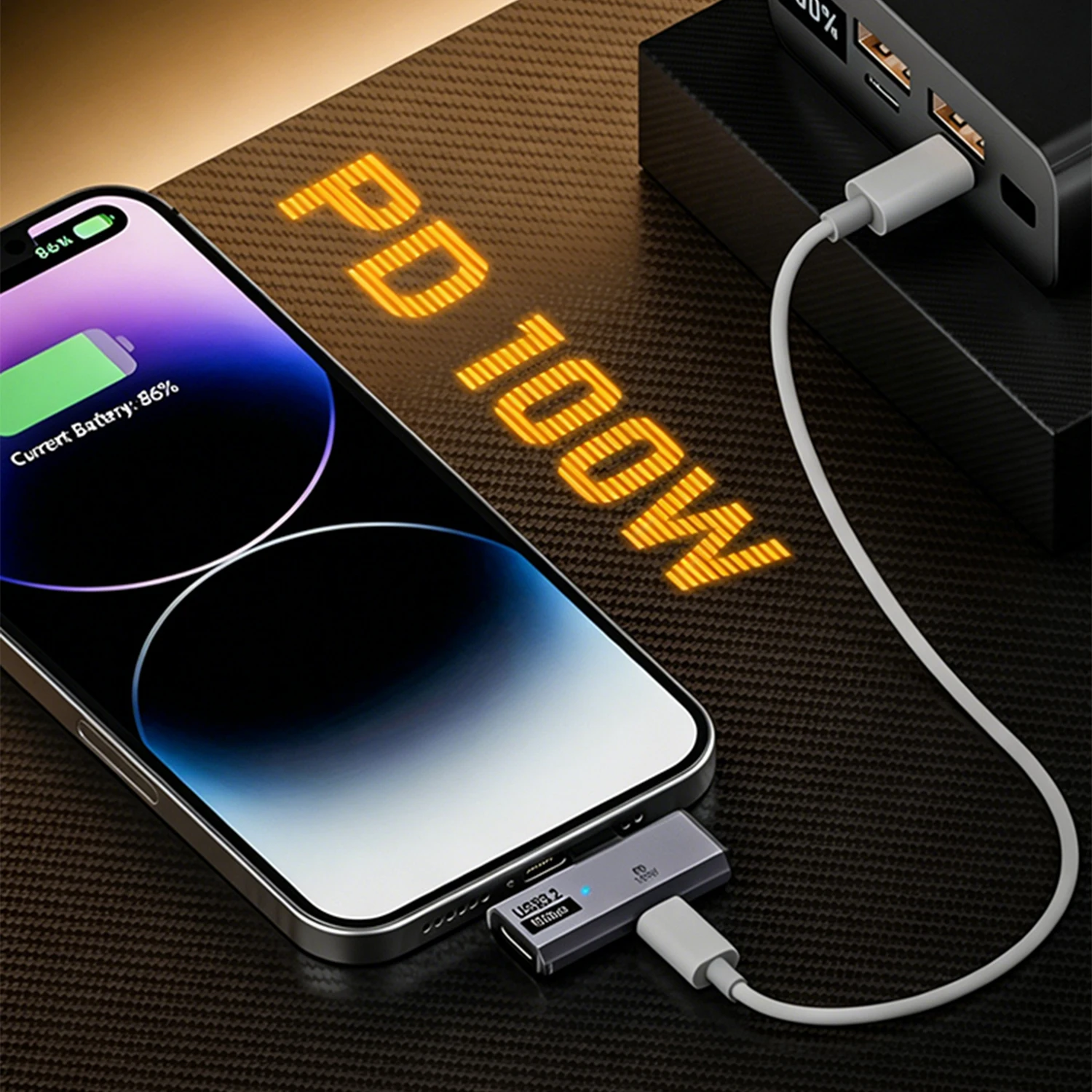 USB C Splitter Type C Male to Dual Female 2 in 1 Adapter PD 100W Fast Charging Charger & 10Gbps Data OTG for Laptop Tablet Phone