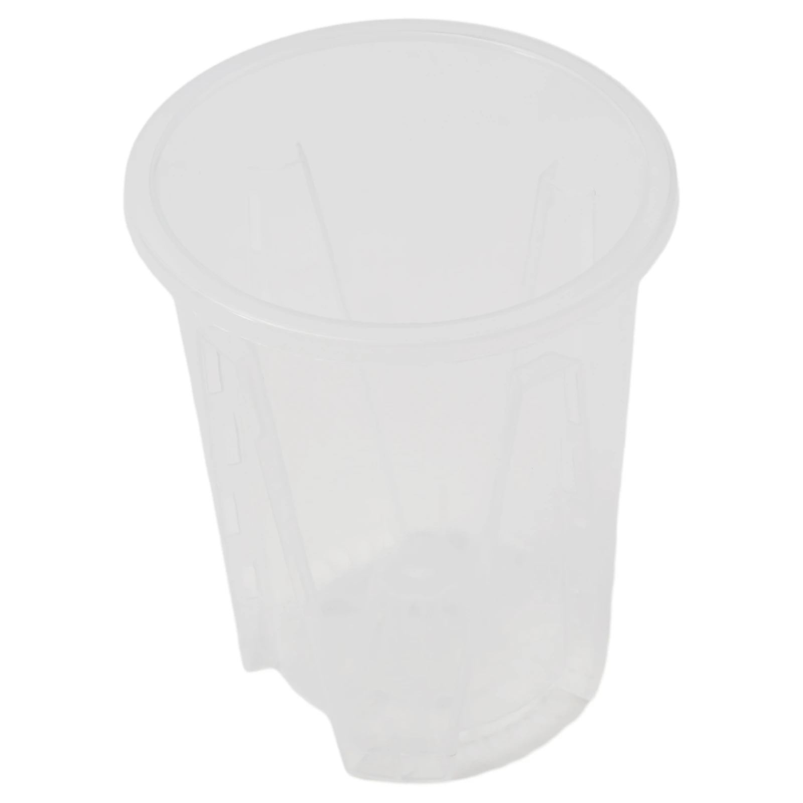 Clear Flower Pot Constructed of Plastic with Drainage System for Balanced Hydration in Indoor and Outdoor Plantings