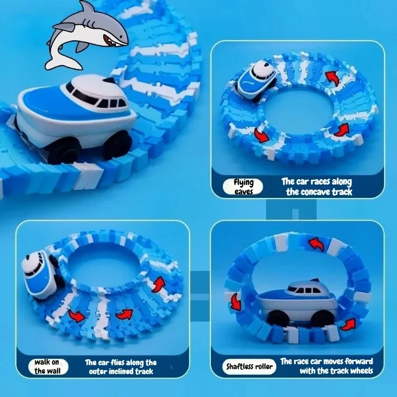 Creative Ocean Orbital World Educate Kid Set Toy Bendable Flexible Racetrack Ocean Electric Boat Toy Gift For Children Kids