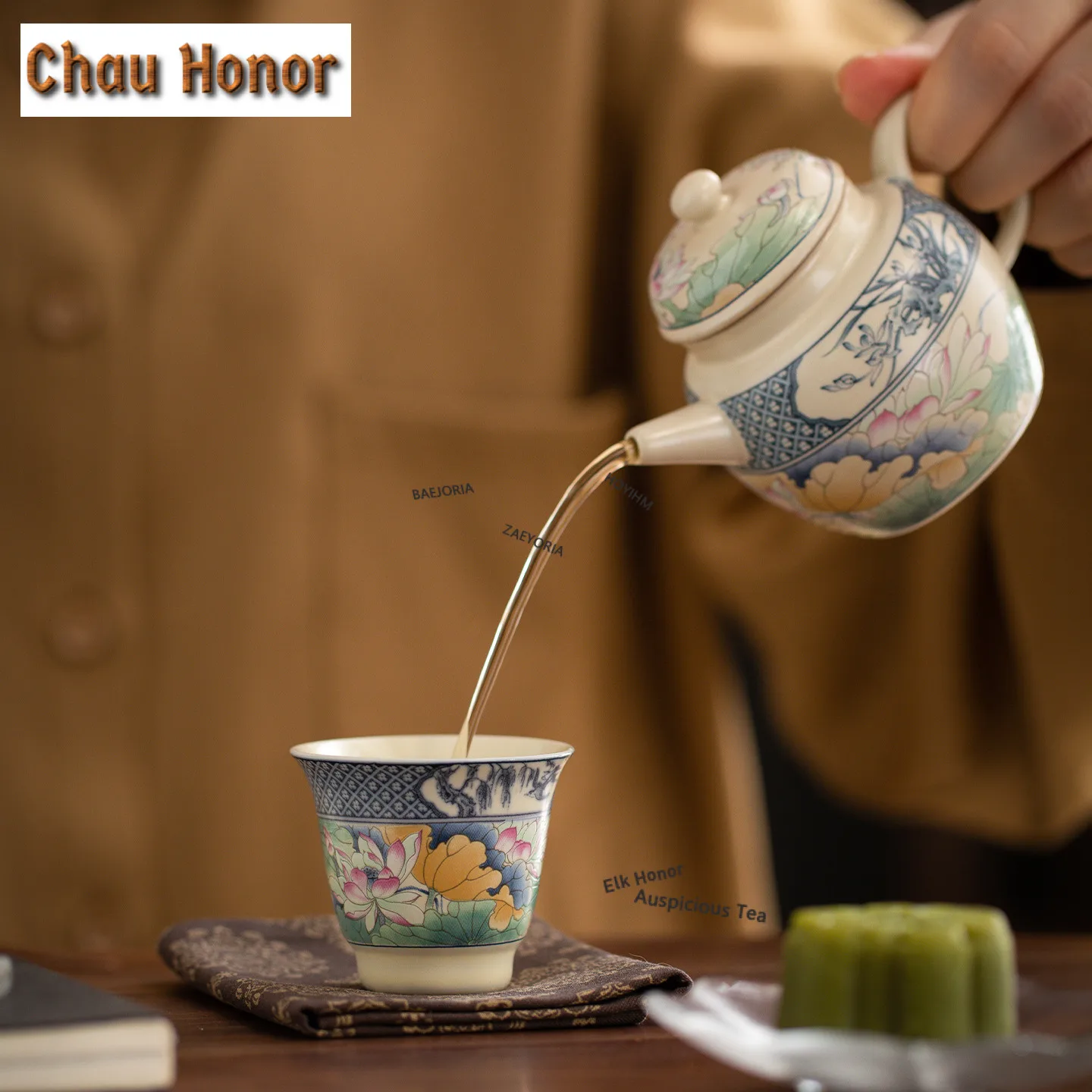 Aesthetic Lotus Pond Moonlight Teapot Japanese Tea Infuser Pot Tea Soaking Kettle with Strainer Tea Items Supplies Ornaments