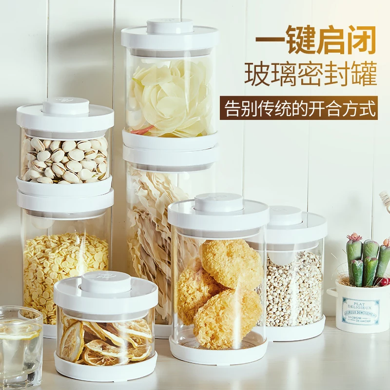 Press type food storage box with lid, refrigerator, preservation, household sealed jar, pickled vegetables, transparent storage