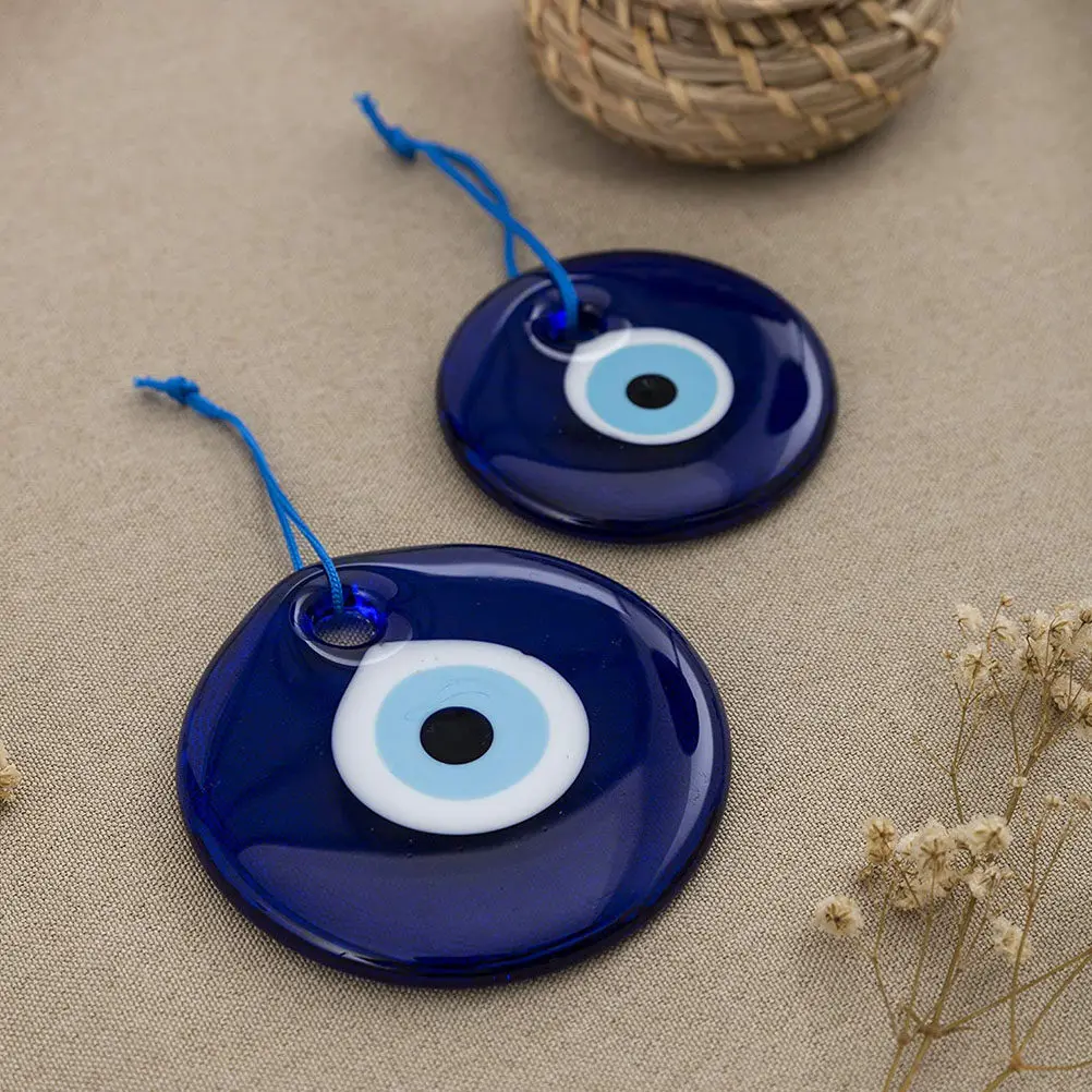 2Pcs Turkish Blue Eye Pendant Evil Eye Bead Hanging Decor Protection Home Door Office Ornament Wall Hanging Crafts