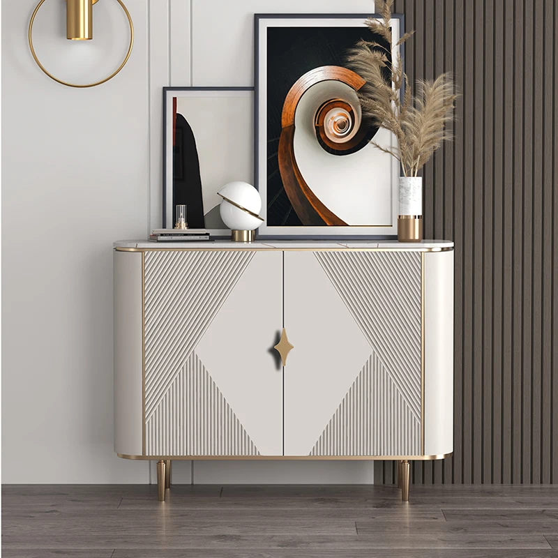 

Modern light luxury entrance door, living room ultra-thin shoe cabinet, Italian rock slab simple side cabinet, storage and decor