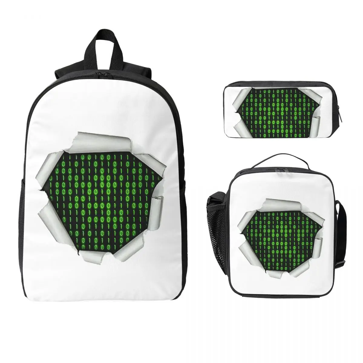 

Binary Code Inside Backpack Student Boys Girls BookBag School Bag Laptop Shoulder Bags 3ps Insulated Lunch Bag Pencil Case