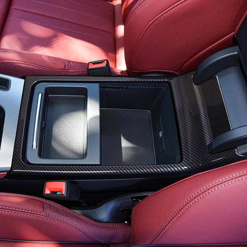 

Carbon Fiber Color Car Console Armrest Box Storage Box Panel Frame Decoration Trim For Audi Q5 FY 2018-2022 Interior Accessories