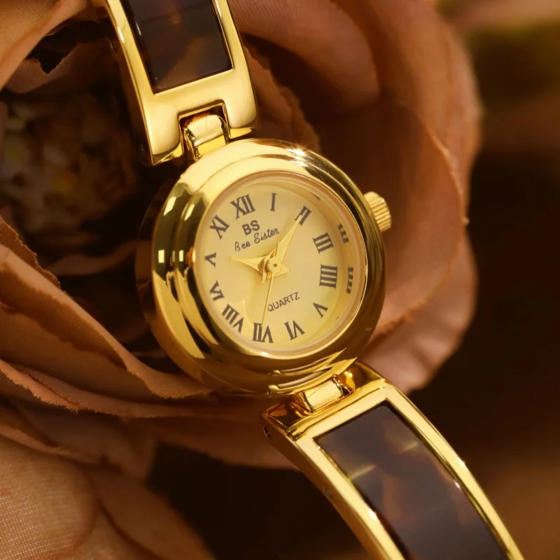 BS 1839 우아한 여성용 쿼츠 손목시계, 레트로 패션 팔찌, 작은 다이얼, 캐주얼 여성용 시계