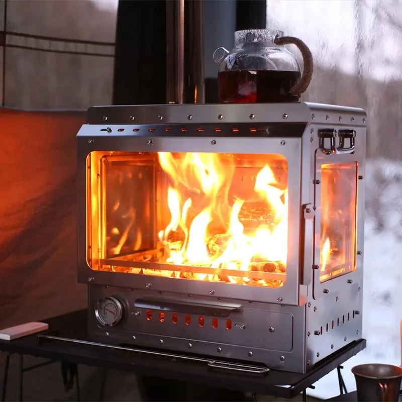 2026 Stainless Steel Smokeless Fireplace Multi-Functional Tent Wood Stove Outdoor Camping Firewood Heater